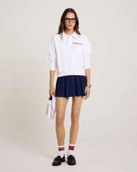 94 Racquet Club Cropped Polo - White & Navy & Red