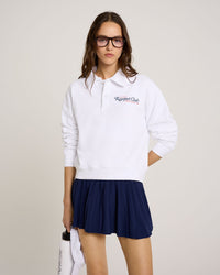 94 Racquet Club Cropped Polo - White & Navy & Red