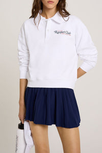 94 Racquet Club Cropped Polo - White & Navy & Red