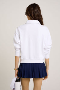 94 Racquet Club Cropped Polo - White & Navy & Red