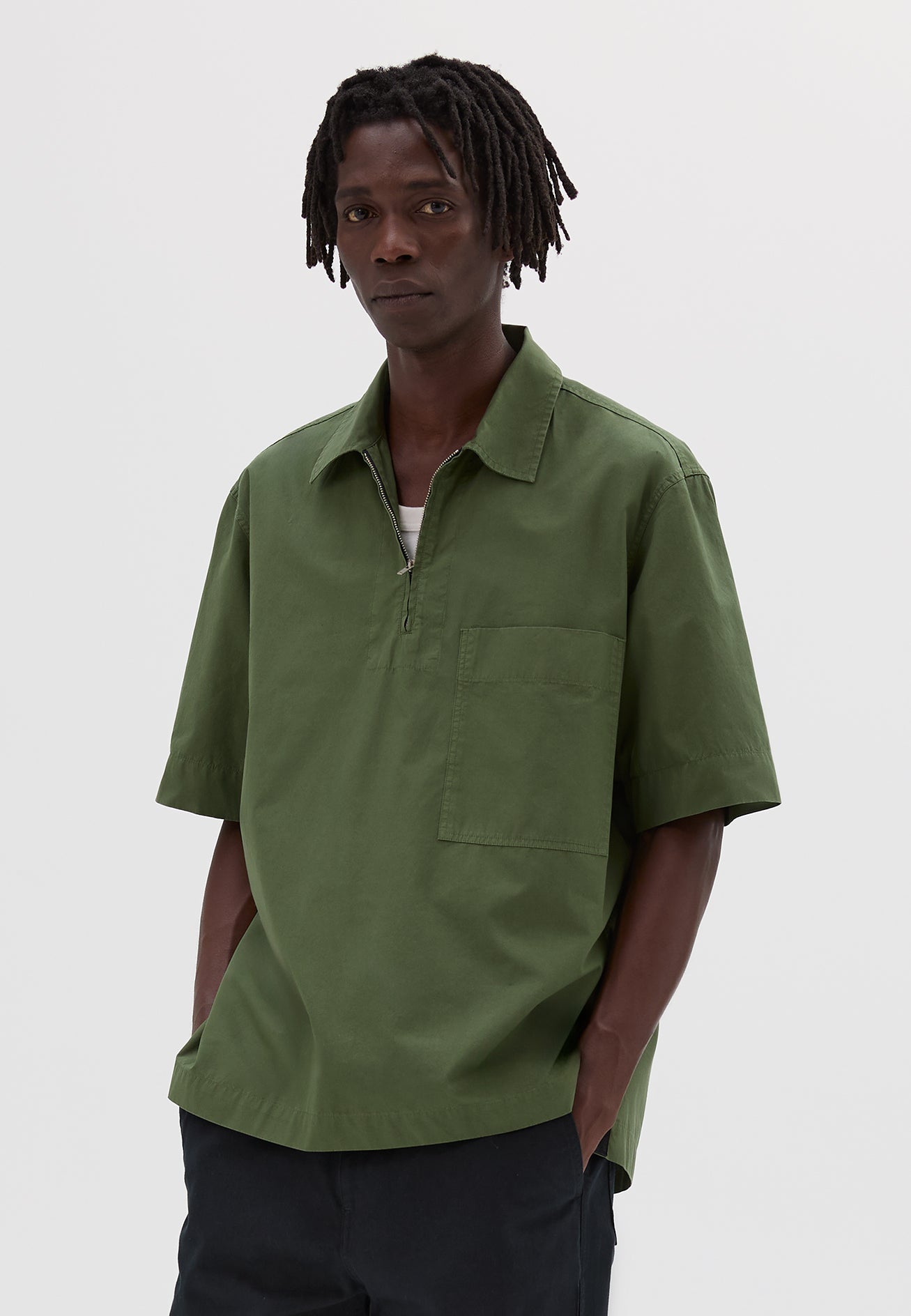 Chemise à enfiler à zip - Green