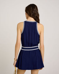 Robe courte plissée sans manches - Navy