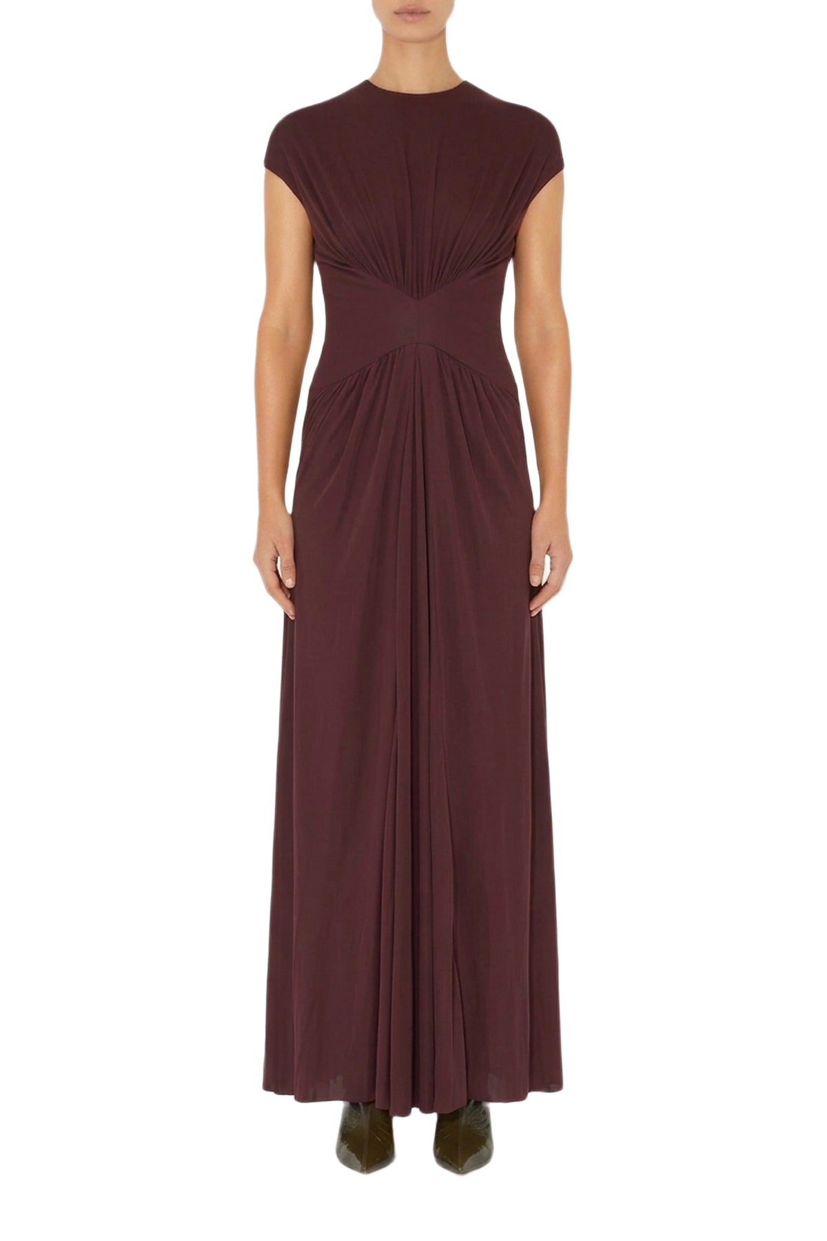 Robe longue Cascading à manches courtes - Mahogany