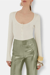 Body boutonné en maille - White