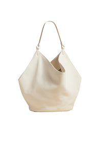 Off White The Medium Lotus Tote In Off-White Pebbled Leather - Off White