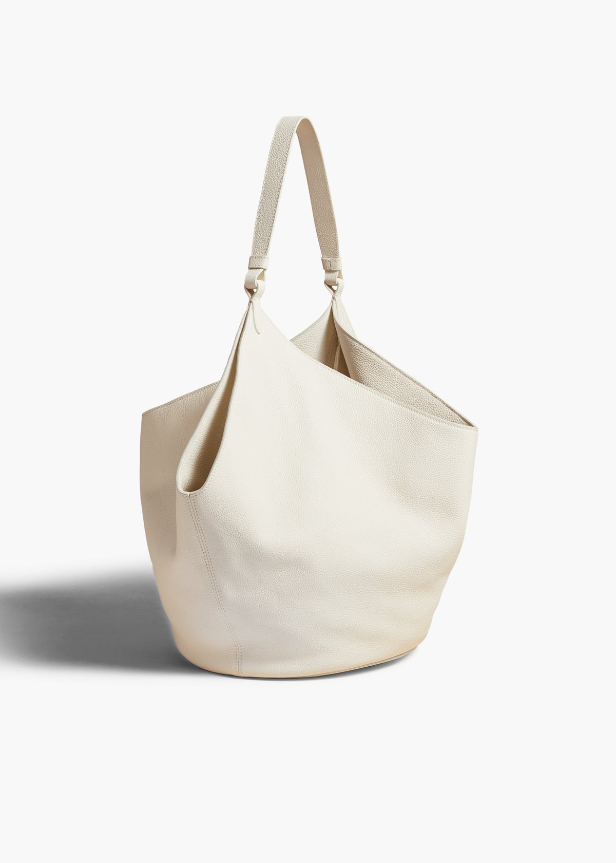 Off White The Medium Lotus Tote In Off-White Pebbled Leather - Off White