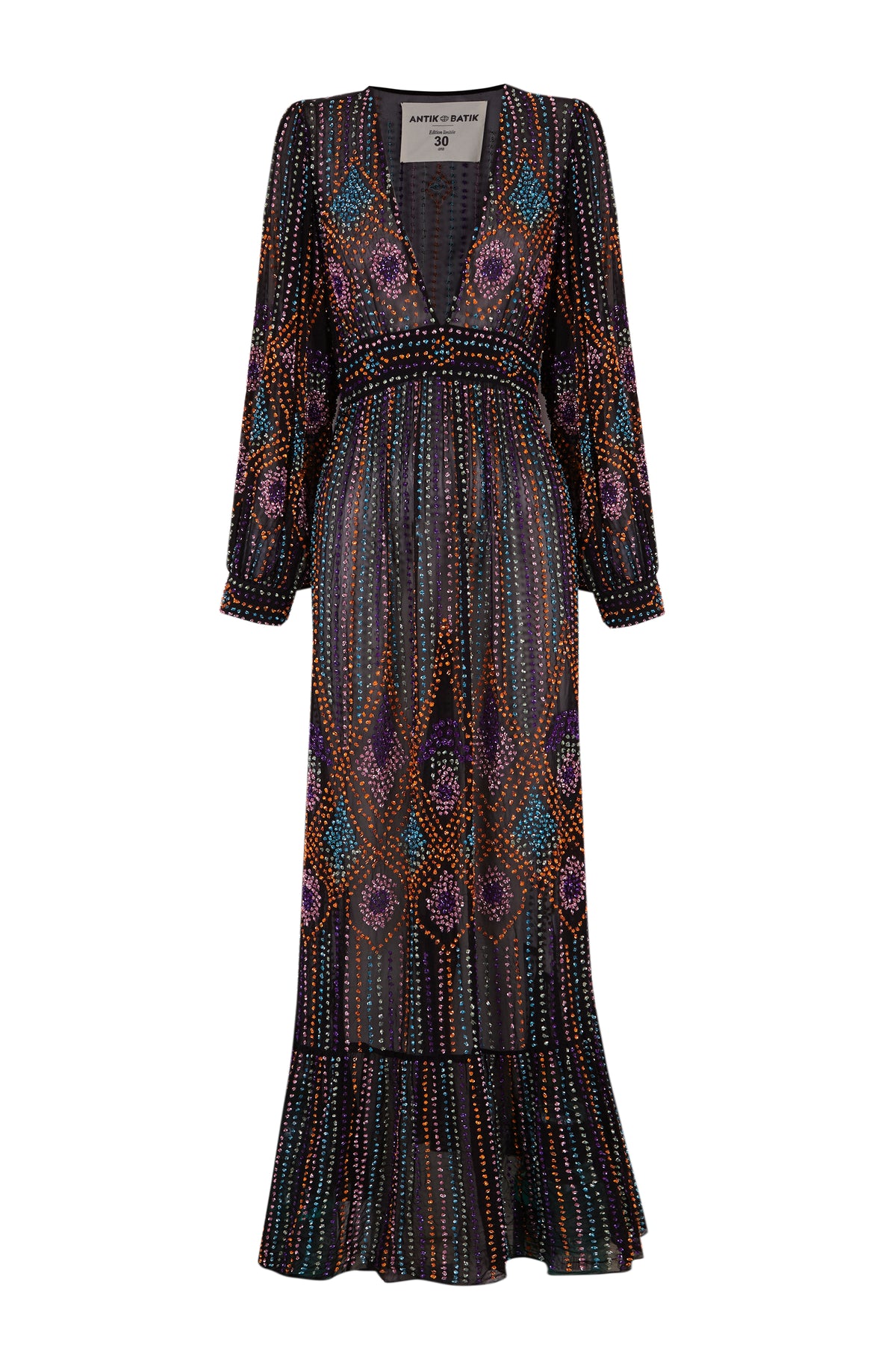 Robe longue brodée de perles Louison - Multico