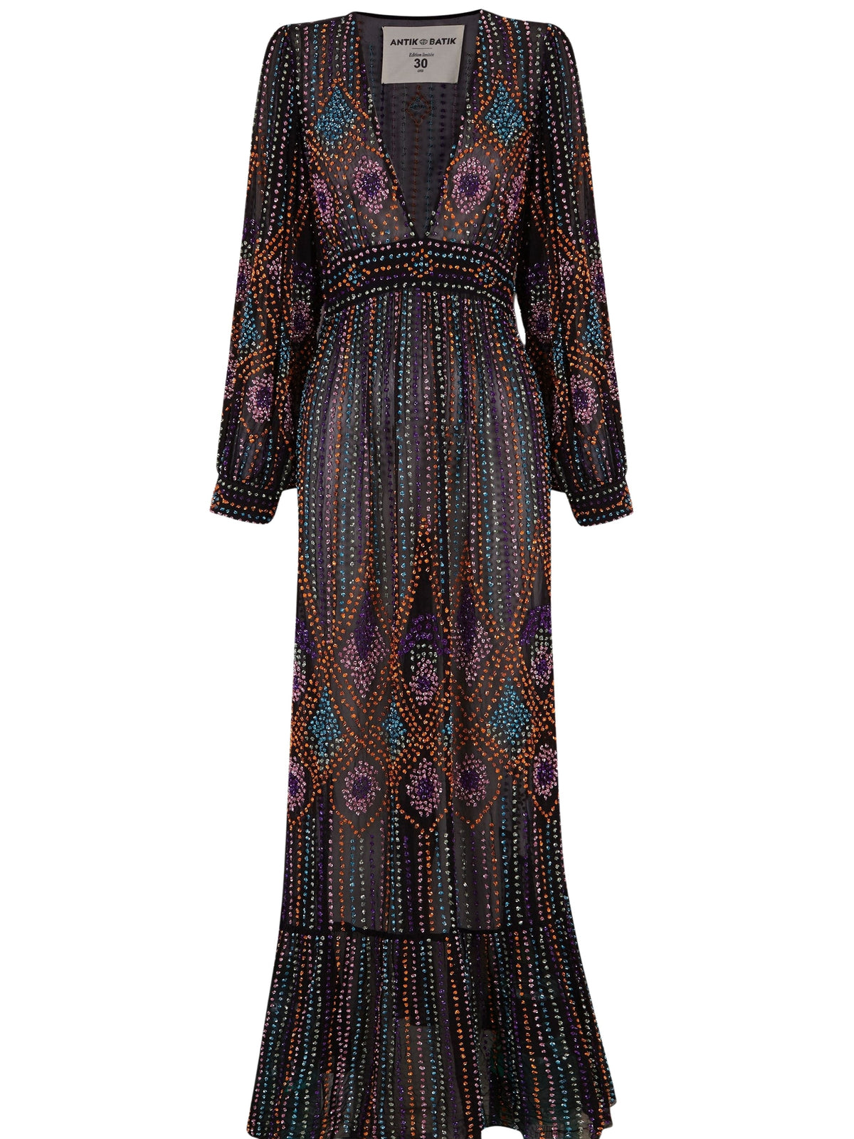 Robe longue brodée de perles Louison - Multico