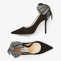 Escarpins Love orné de perles et cristaux 100 en daim - Black Mix
