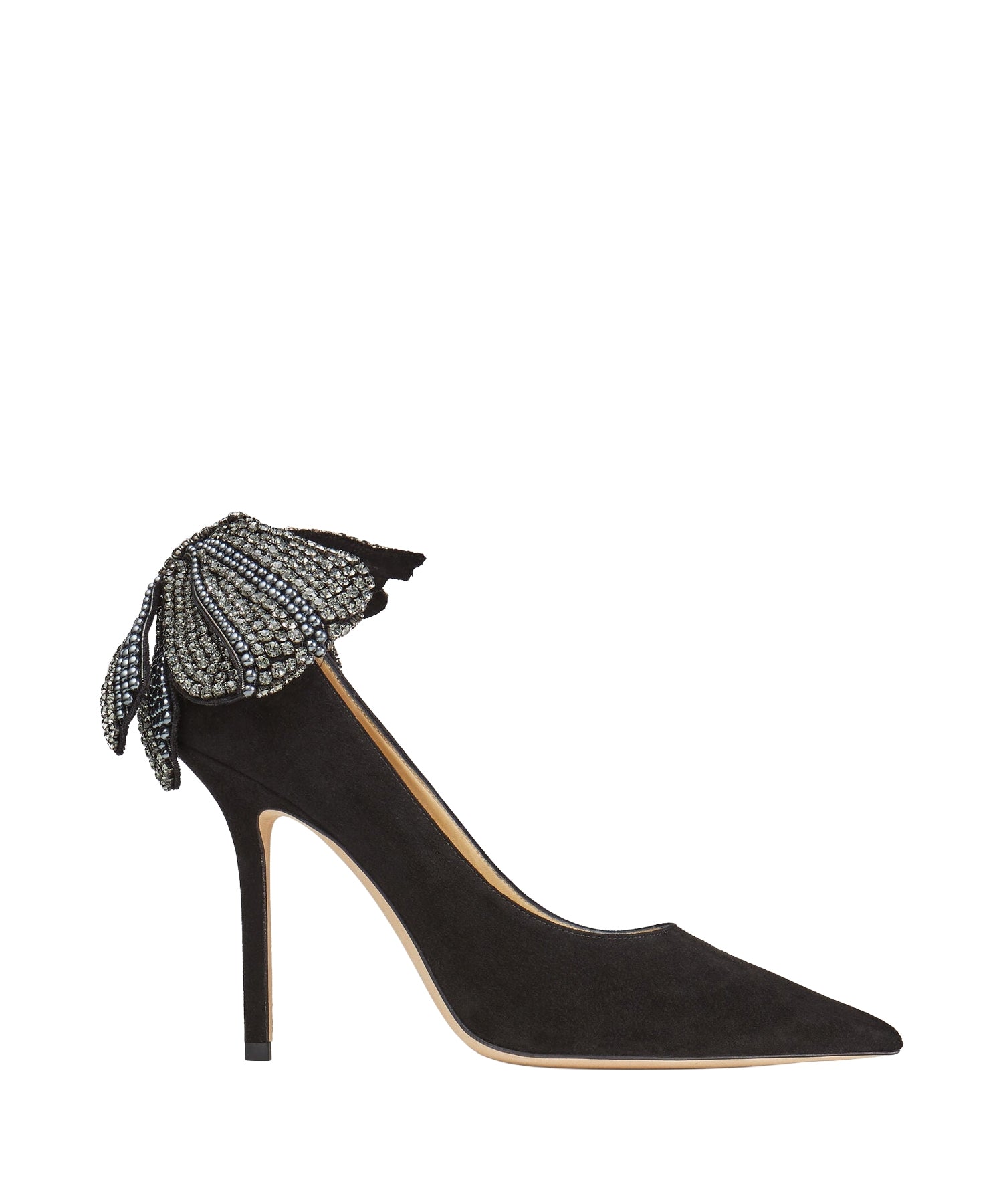 Escarpins Love orné de perles et cristaux 100 en daim - Black Mix