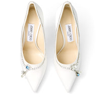 Escarpins Love à bout pointu 100 en satin à cristaux - Ivory & Blue Mix