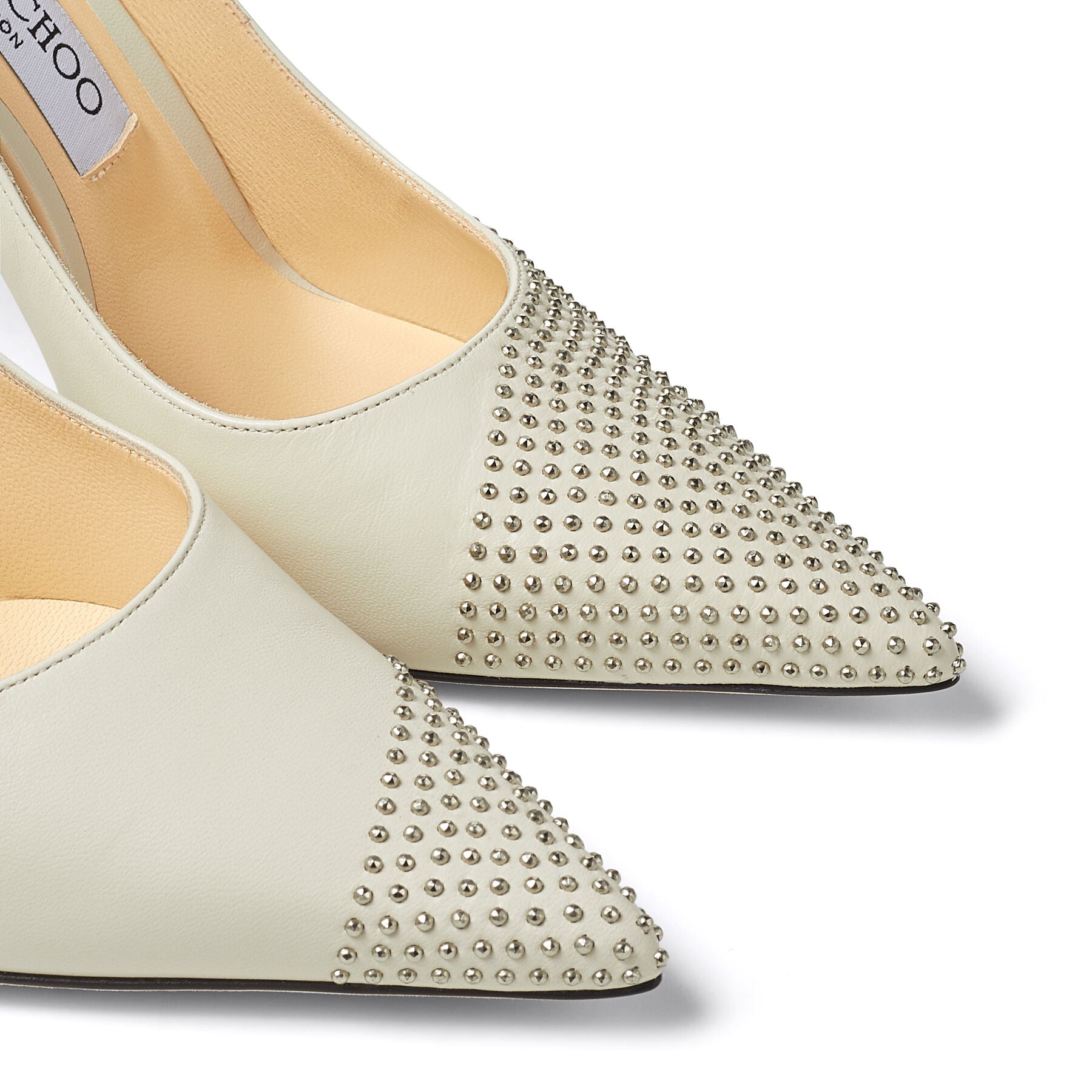 Love 100 leather studded pointy pumps - Latte & Silver