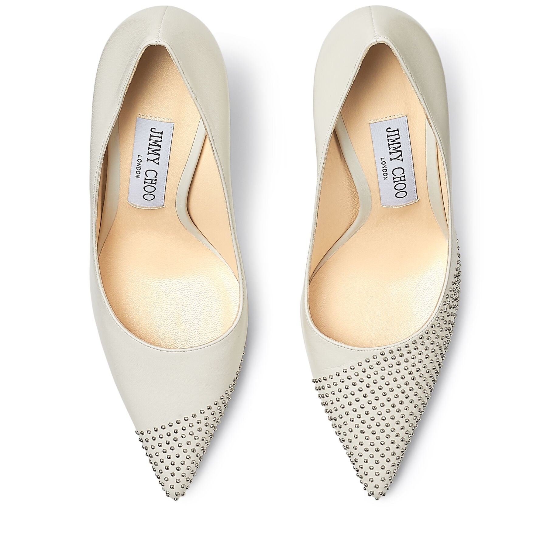 Love 100 leather studded pointy pumps - Latte & Silver