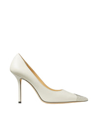 Love 100 leather studded pointy pumps - Latte & Silver