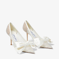 Love 85 satin and fishnet court shoes with bow - Ivory & Crystal