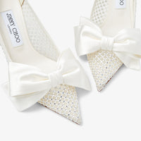 Love 85 satin and fishnet court shoes with bow - Ivory & Crystal