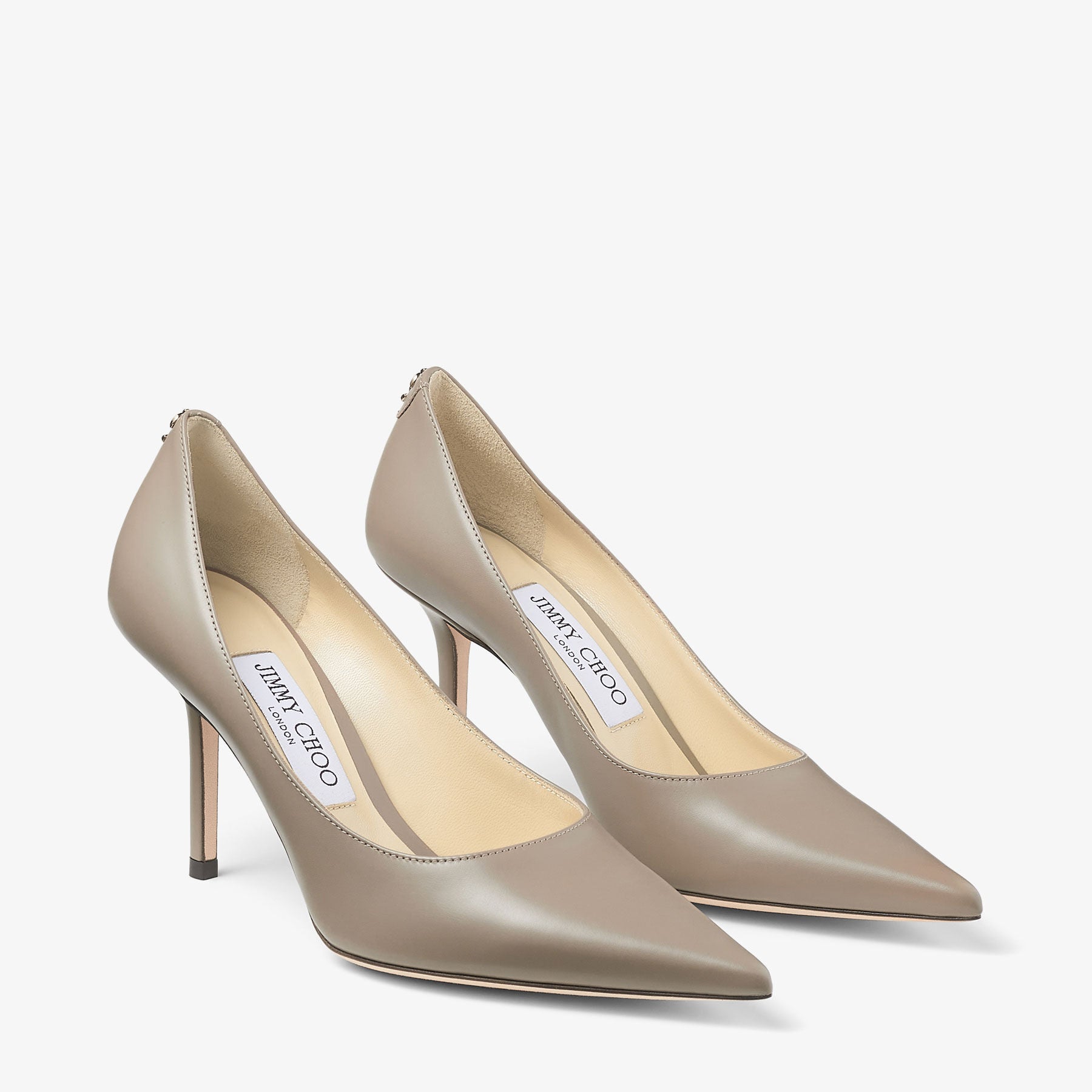 Love 85 pumps in leather with JC logo - Taupe