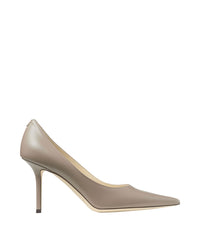 Love 85 pumps in leather with JC logo - Taupe