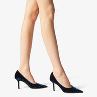 Love pointy-toe pumps 85 in velvet - Navy