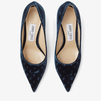 Love pointy-toe pumps 85 in velvet - Navy