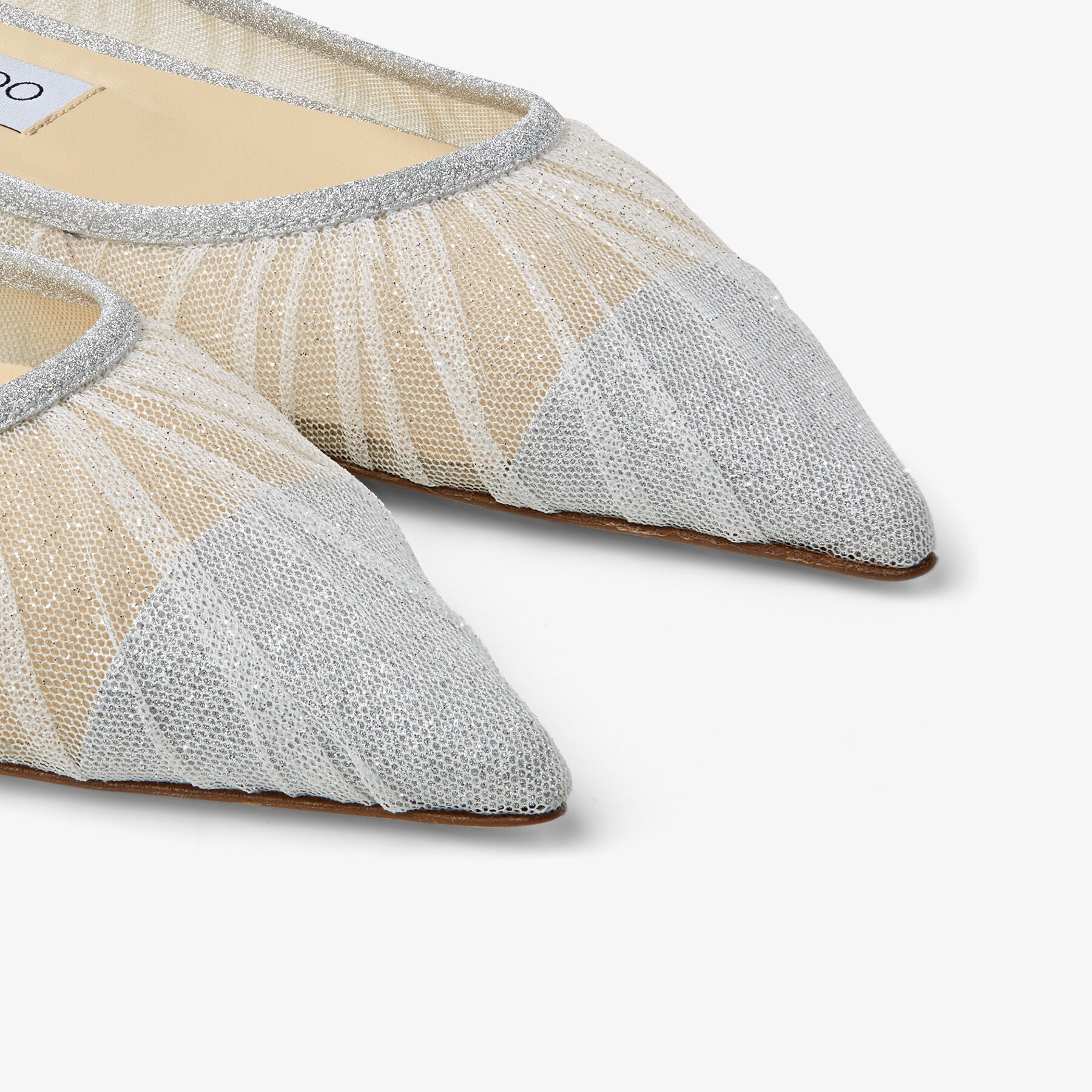 Ballerines Love plates en étoffe pailletée - Ivory & Silver