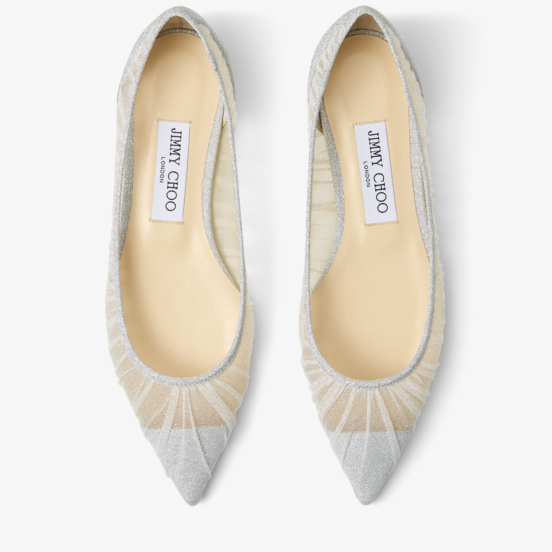 Ballerines Love plates en étoffe pailletée - Ivory & Silver