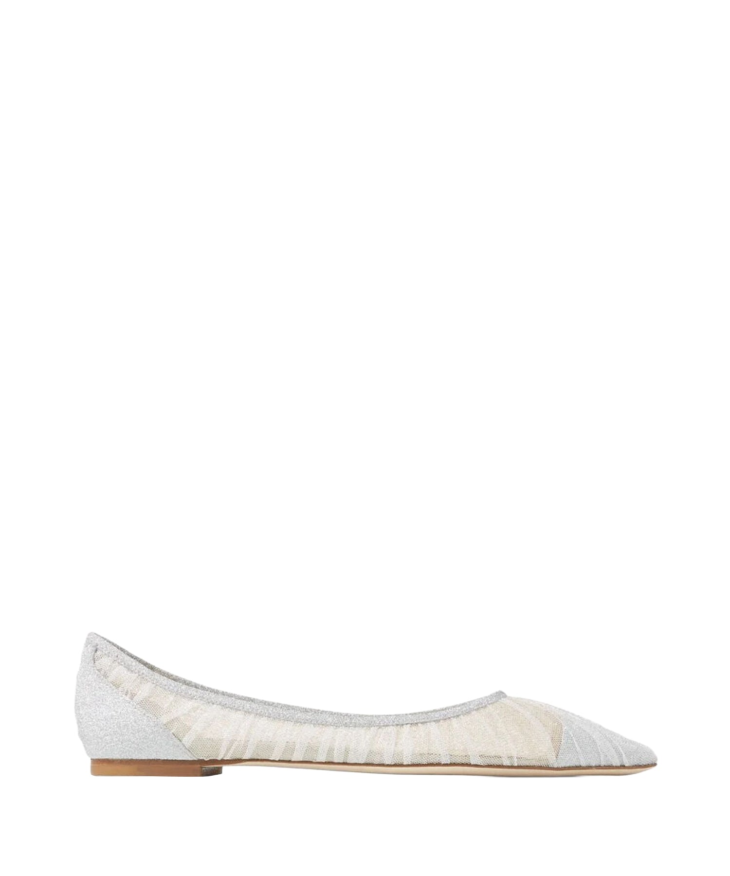 Ballerines Love plates en étoffe pailletée - Ivory & Silver