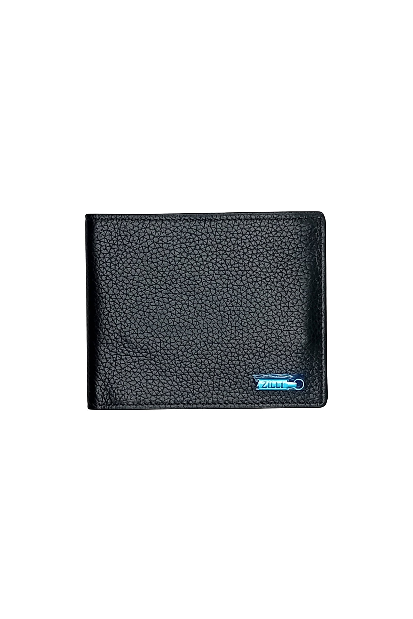 Portefeuille à texture grainée en cuir - Noir