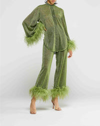 Pantalon à ourlets plumés - Bubble Pink