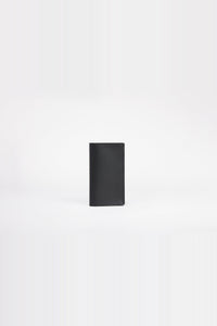 Portefeuille long à plaque métallique en cuir - Noir