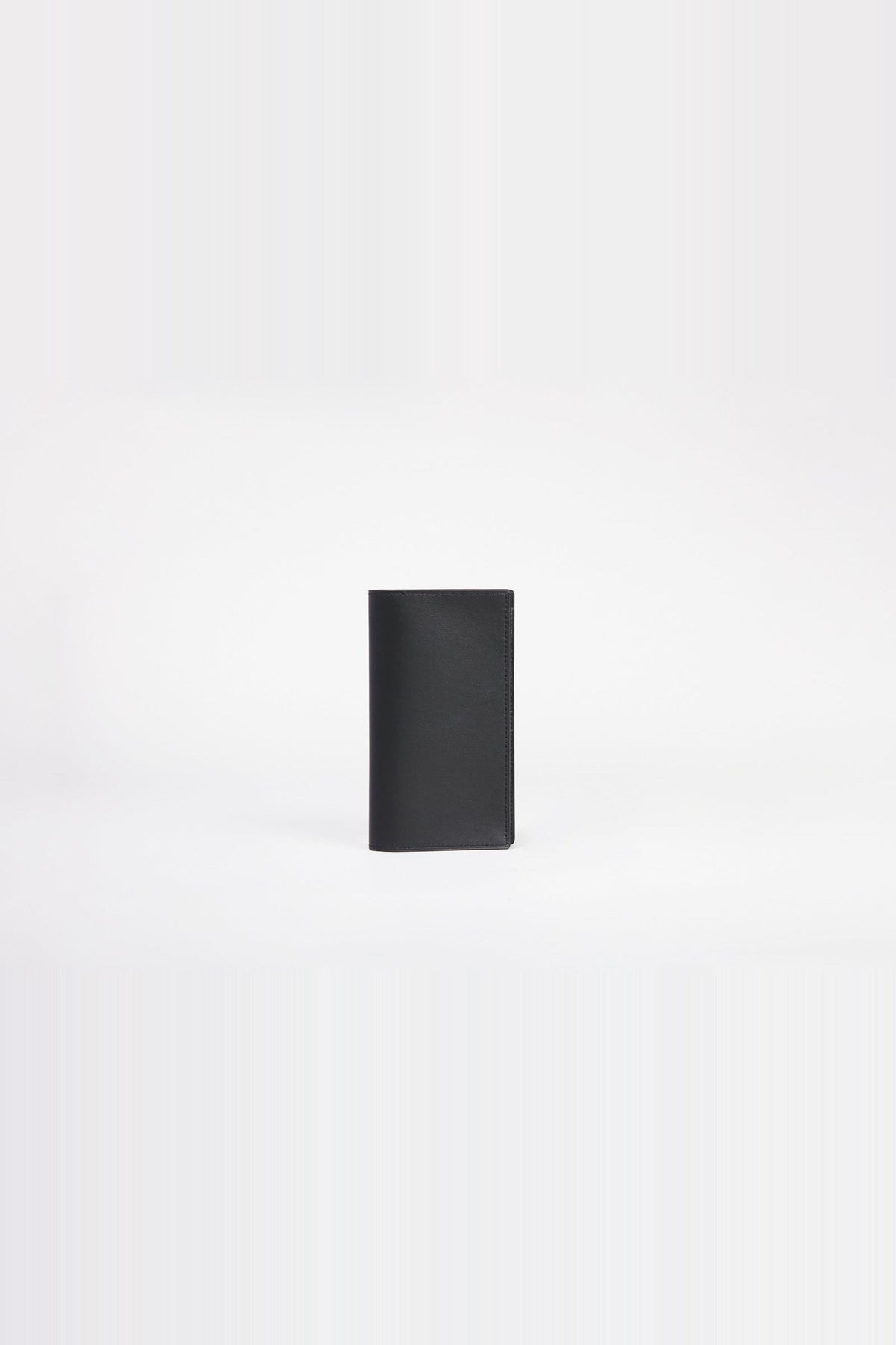 Portefeuille long à plaque métallique en cuir - Noir