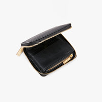 Portefeuille à fermeture éclair en cuir - Black