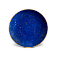 Petit plateau rond Lapis en porcelaine & or 24K - Bleu