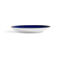 Petit plateau rond Lapis en porcelaine & or 24K - Bleu