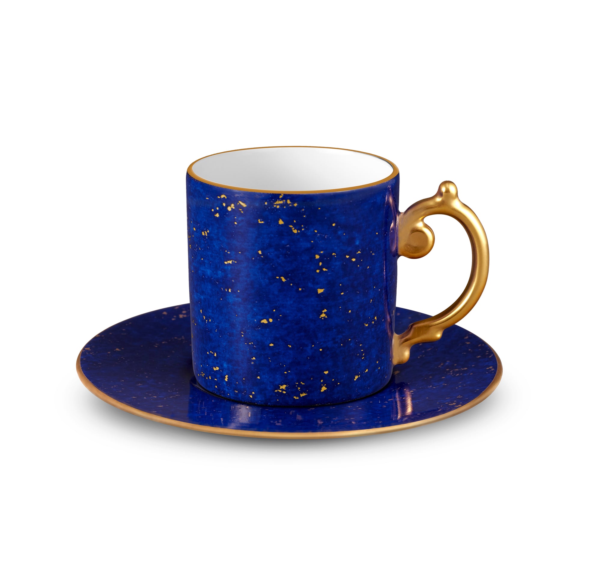 Tasse espresso & soucoupe Lapis en porcelaine & or 24K - Bleu