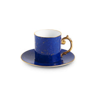 Tasse espresso & soucoupe Lapis en porcelaine & or 24K - Bleu