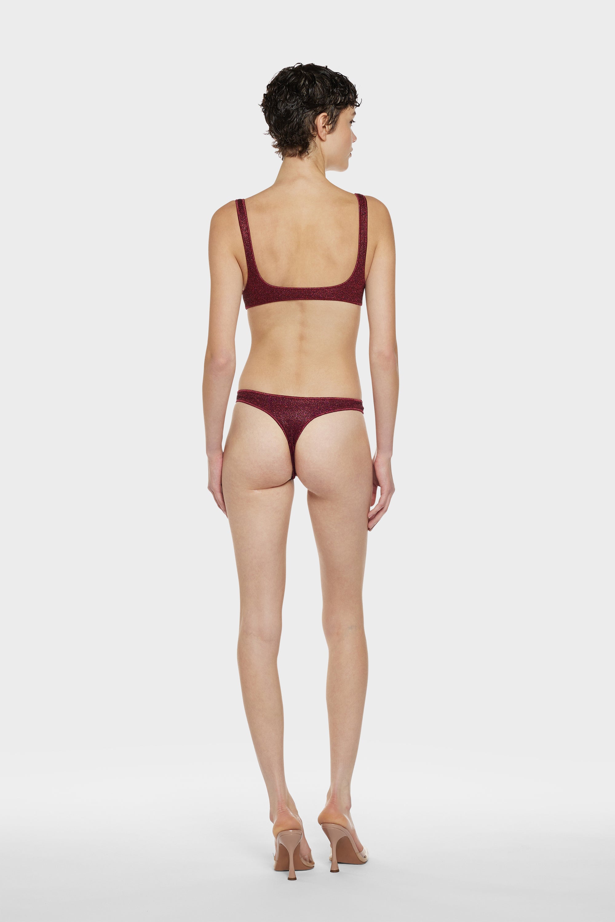 Maillot deux pièces string sporty Lumière - Burgundy