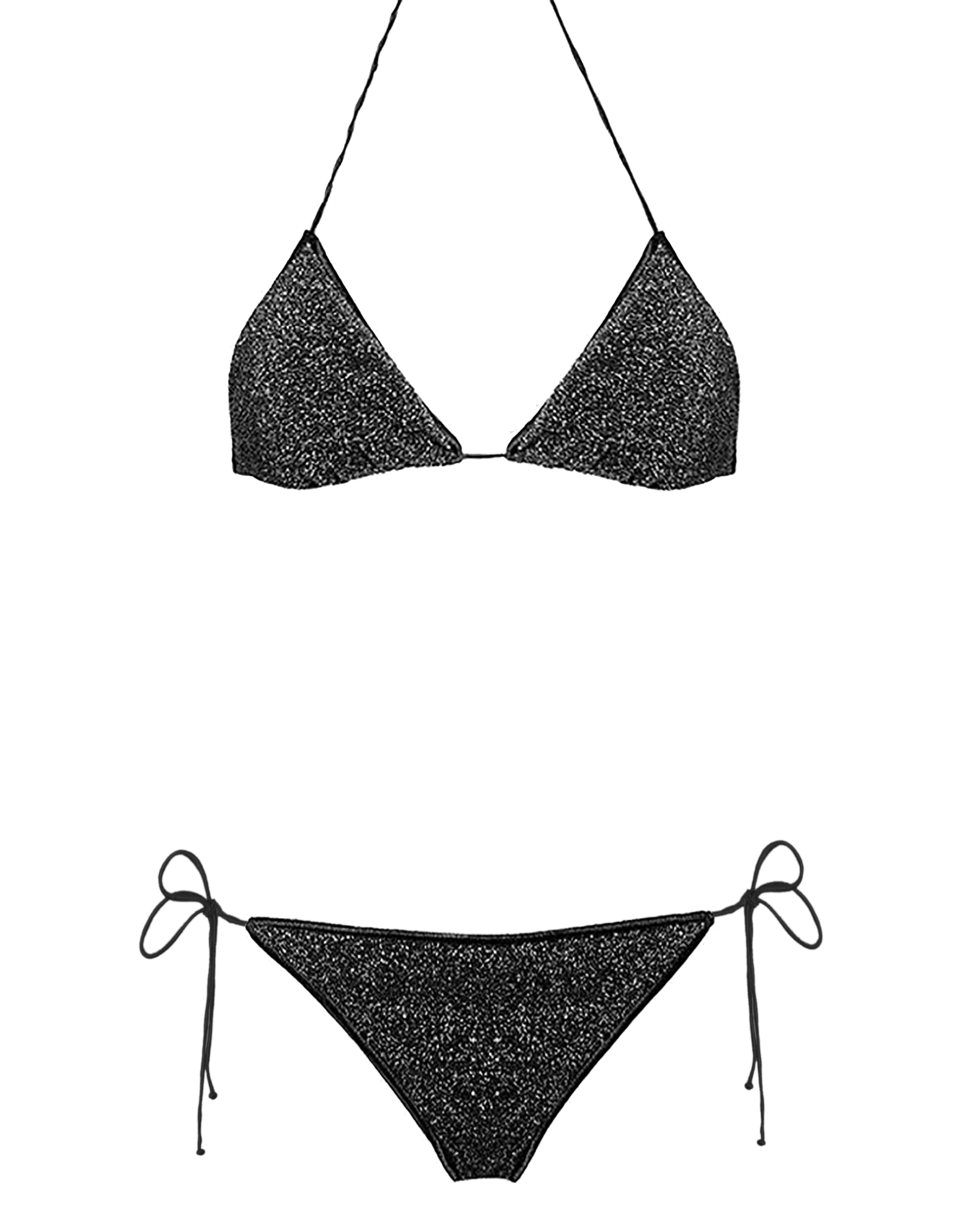 Maillot deux pièces Triangle à paillettes - Black