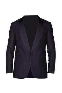 Veste de smoking à col châle satiné en soie - Noir