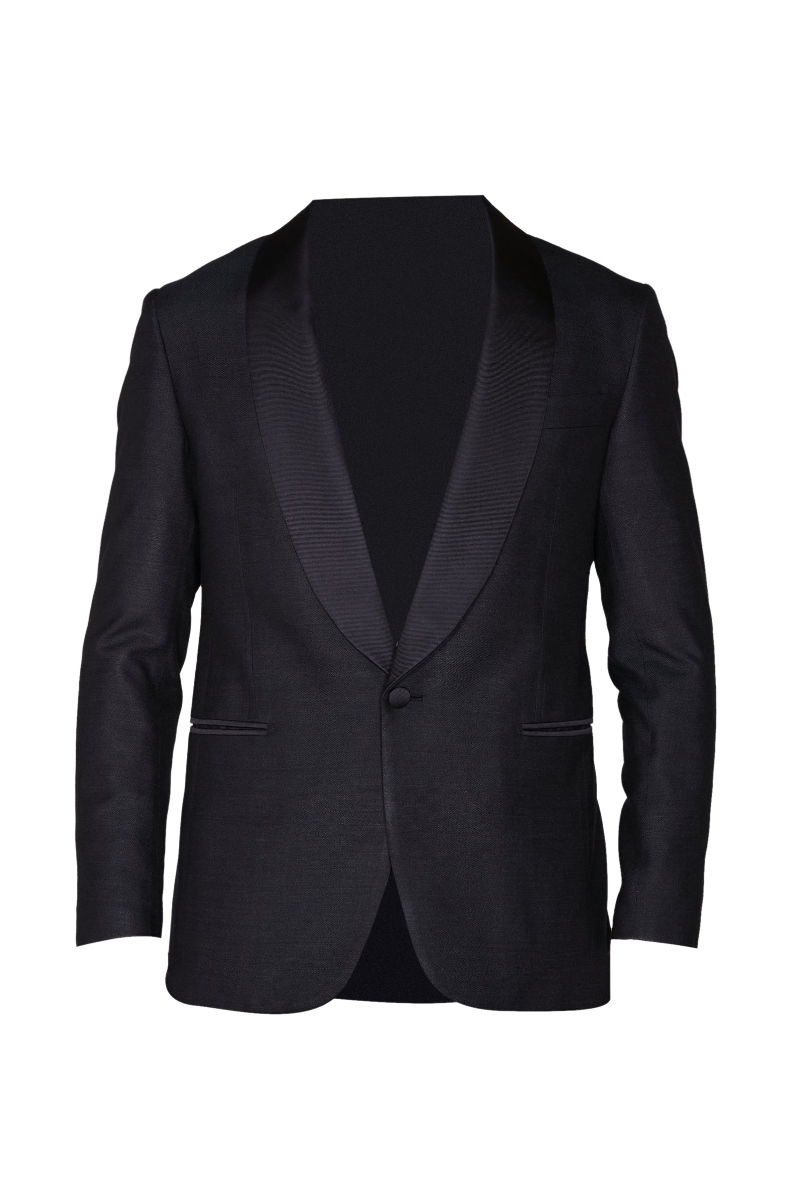 Veste de smoking à col châle satiné en soie - Noir