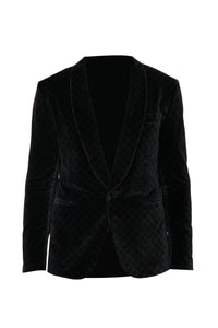 Tuxedo jacket with velvet pattern - Black