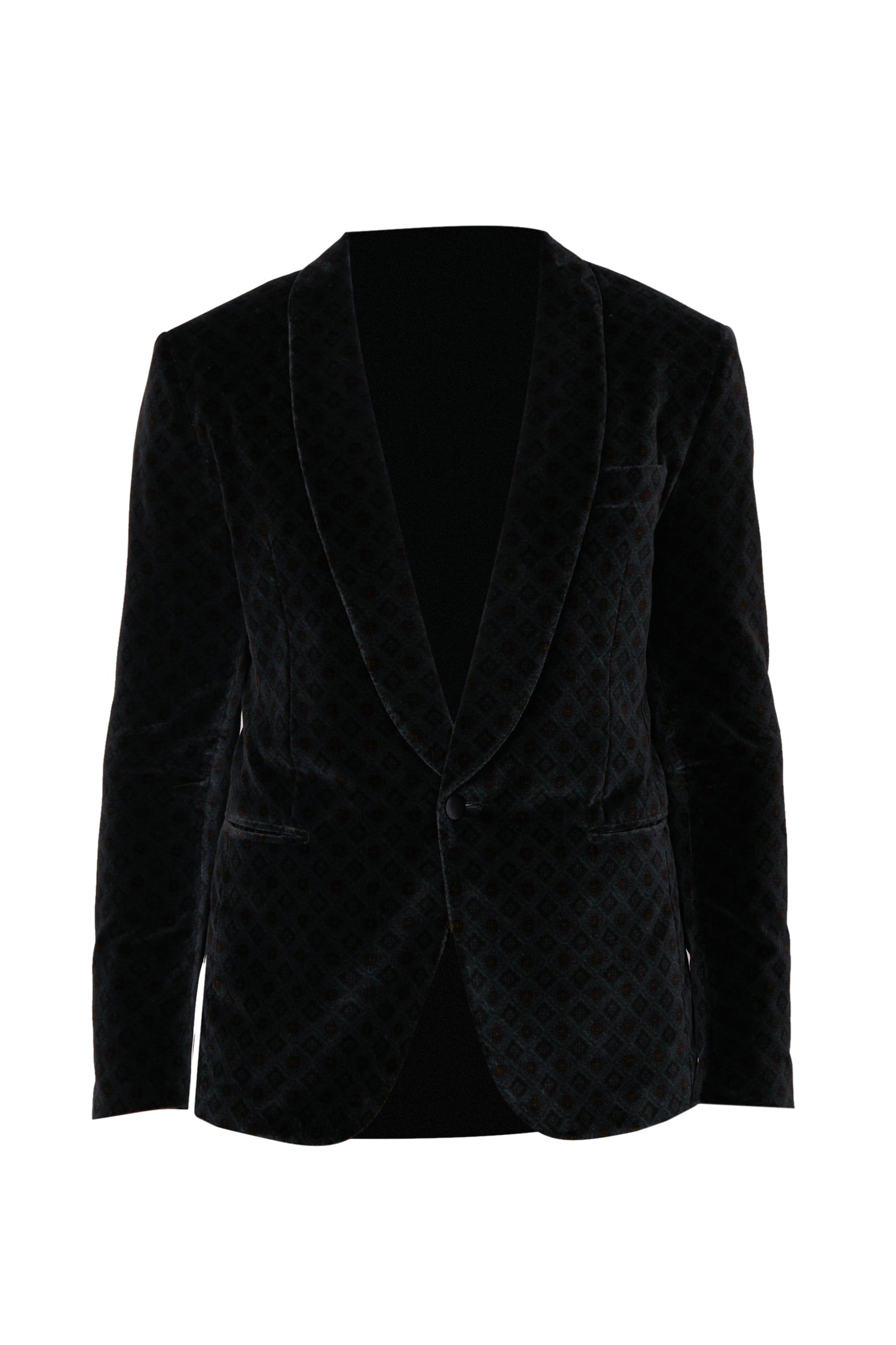 Tuxedo jacket with velvet pattern - Black