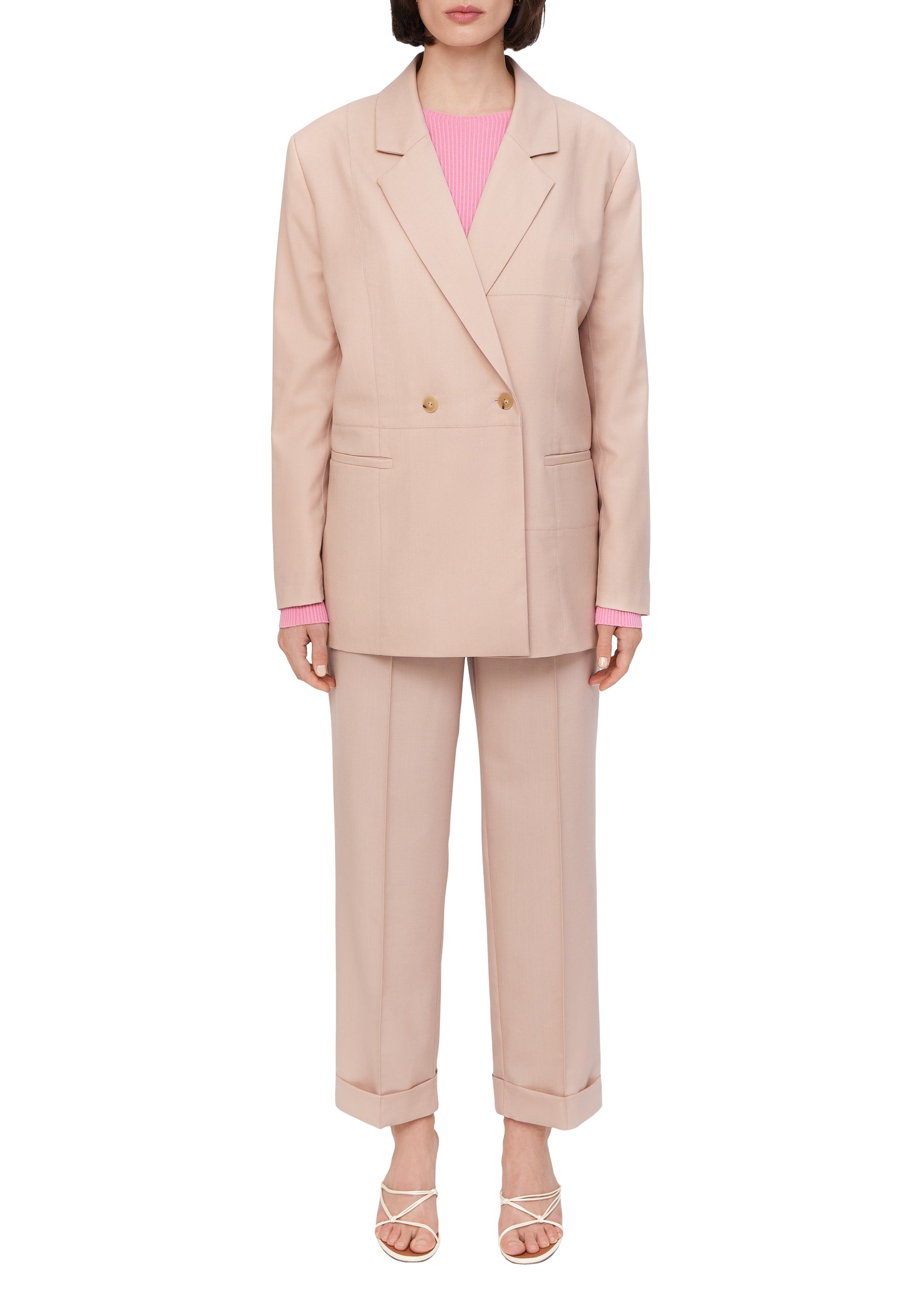 Blazer Lubaina croisé en laine - Pale Rose