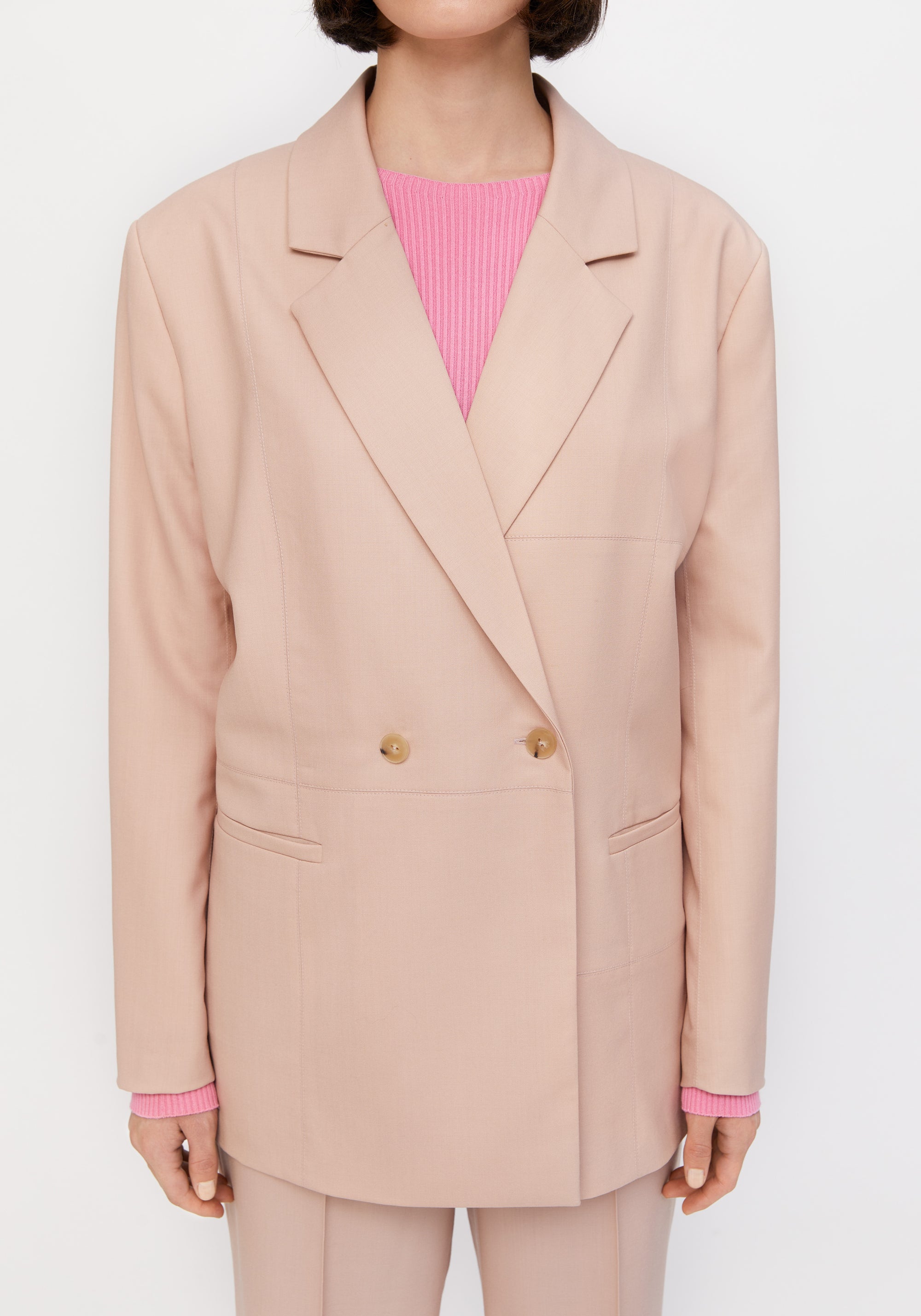 Blazer Lubaina croisé en laine - Pale Rose