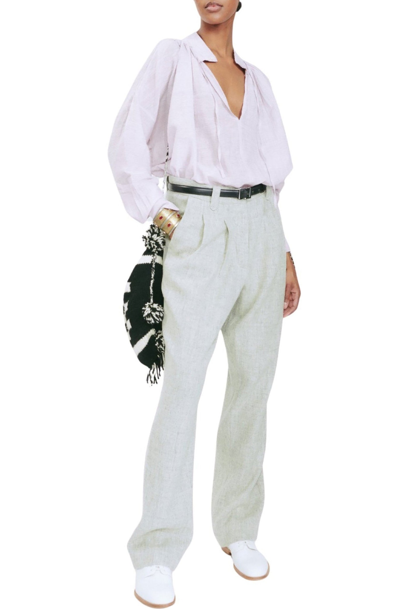 Pantalon Lucien à pinces en laine - Grey