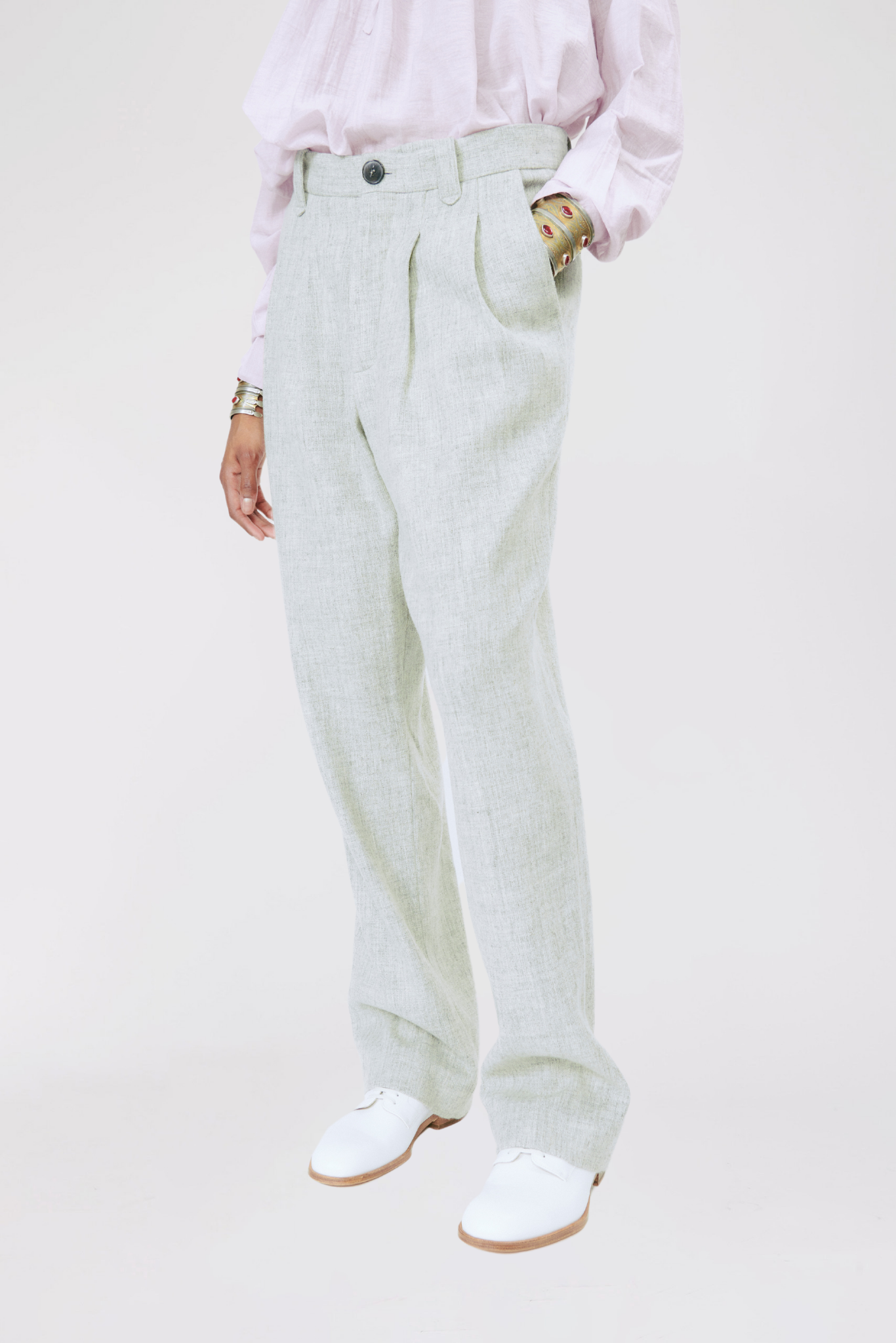 Pantalon Lucien à pinces en laine - Grey