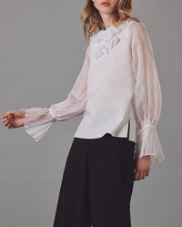 Blouse Lucine à détails sur le col - White