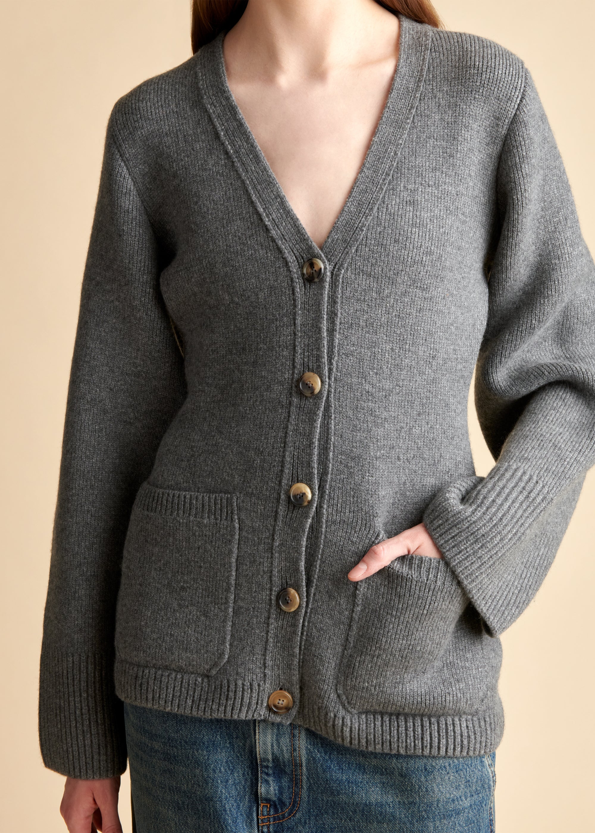 Lucy cardigan in cashmere - Smoke