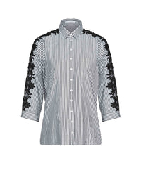Chemise Ludivine à manches 3/4 en dentelle - Black & White