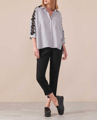 Chemise Ludivine à manches 3/4 en dentelle - Black & White